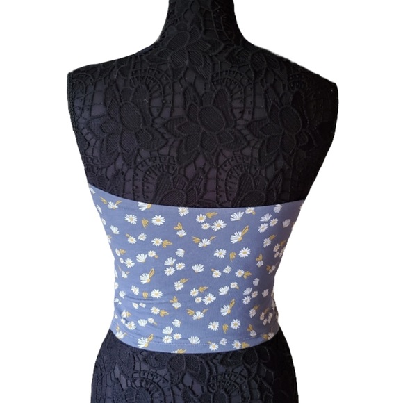 Wild Fable Floral Blue Daisy Tube Top Strapless Cropped Flower Print Size XL - Picture 4 of 12